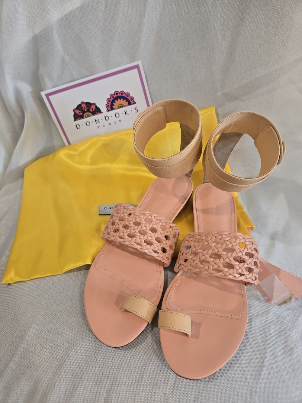 DONDOK'S Pink Woven Ankle Strap Sandals